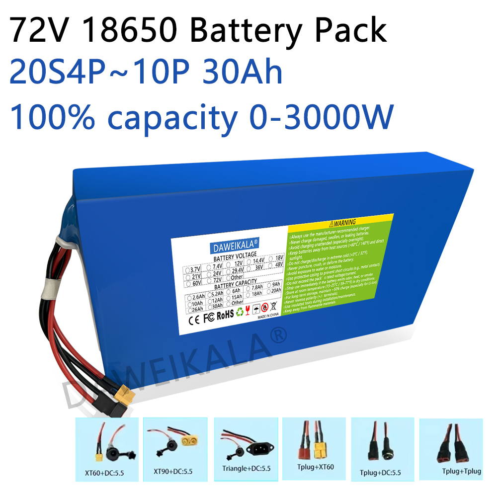 Electric Bicycle Battery 72V 30Ah - Nuovo 72V 12Ah-30Ah 18650 Batteria 50A