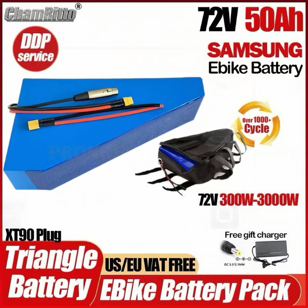 Ebike Conversion Kit 72V 3000W - Batteria Triangolare al Litio per Bici